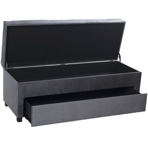 Banqueta Sapateira Pé De Cama Madeira/tela Cinza 120x43x45cm - Image 2