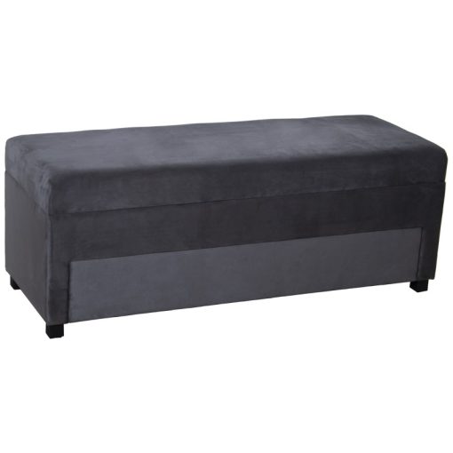 Banqueta Sapateira Pé De Cama Madeira/tela Cinza 120x43x45cm