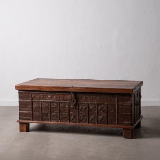 Baú Marrom Madeira Di Teca 127 X 64 X 45 Cm