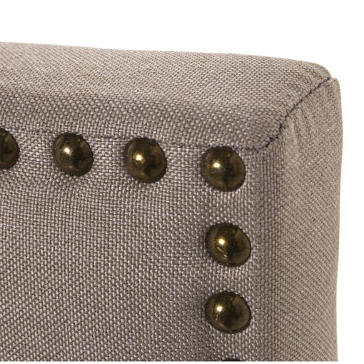 Cabeceira De Cama Tapizado Bege Poliéster, Pés Metal Negr 160x7x122/132cm, Sup:160x61cm - Image 4