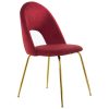 Cadeira Chenilla Vermelho Pés Metal Dorado 50x51x86cm