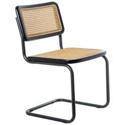 Cadeira De Madeira/vime Pernas Metal Preto 48x53x81cm Alt. Assento:47cm (4 unidades)