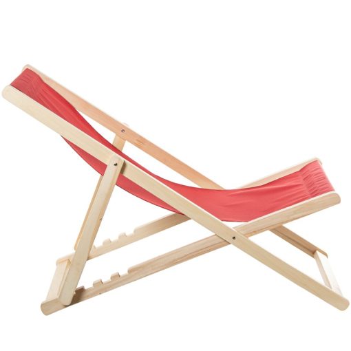 Cadeira De Praia Dobrável Em Madeira, Tecido Vermelho, 4 Posições, 57,5x92/102,5x88,5/72cm - Image 8