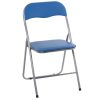 Cadeira Dobrável Metal Assento Azul PoliPél Acolchado 44x46x78cm