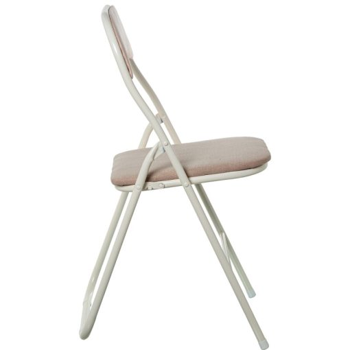 Cadeira Dobrável Metal Branco / Tecido Bege 44x47x80cm Alt. Assento:45cm - Image 2