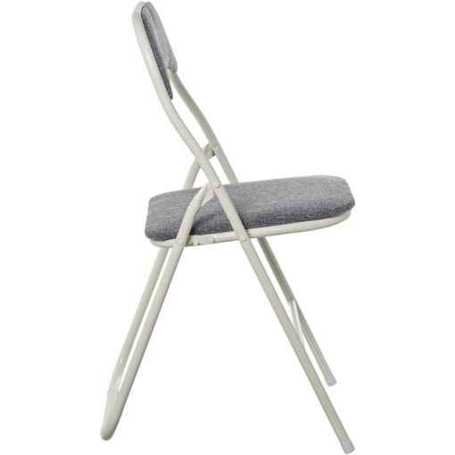 Cadeira Dobrável Metal Branco / Tecido Cinzento 44x47x80cm Alt. Assento:45cm - Image 2