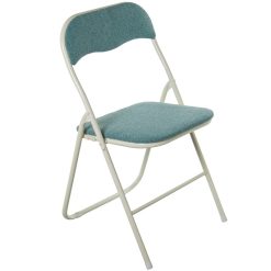 Cadeira Dobrável Metal Branco / Tecido Verde 44x47x80cm Alt. Assento:45cm