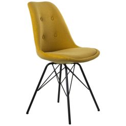 Cadeira Poliéster Mostarda Pernas Metal Preto 48x55x85cm Alt. Assento:50cm (2 unidades)