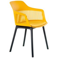 Cadeira Pp Amarela Con Almofada En Pu 58x54x83cm Alt. Assento:48cm (4 unidades)