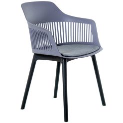 Cadeira Pp Cinzenta Escura Com Almofada En Pu 58x54x83cm Alt. Assento:48cm (4 unidades)