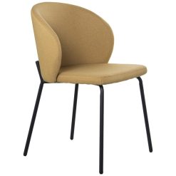 Cadeira Tecido Amarelo Pernas Metal Preto