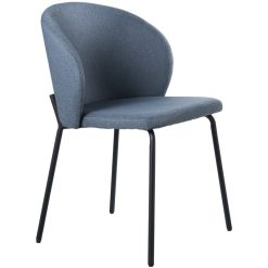 Cadeira Tecido Azul Pernas Metal Preto 48x57x79cm Alt. Assento:48cm (4 unidades)