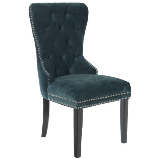 Cadeira Veludo Azul  com Pés Madeira 52x63x100cm (2 unidades) - Image 2