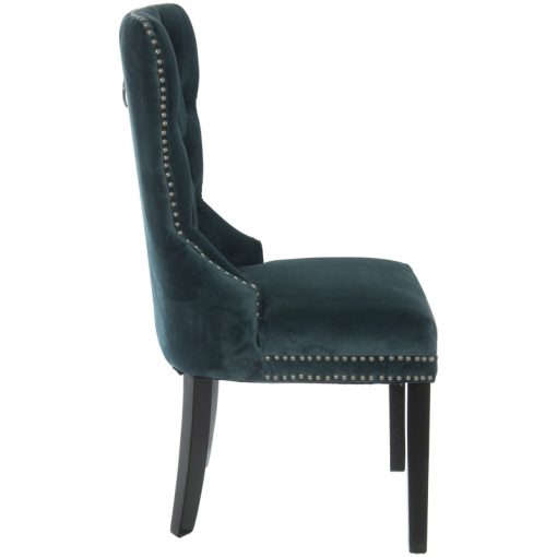 Cadeira Veludo Azul  com Pés Madeira 52x63x100cm (2 unidades) - Image 4