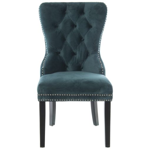 Cadeira Veludo Azul  com Pés Madeira 52x63x100cm (2 unidades) - Image 9