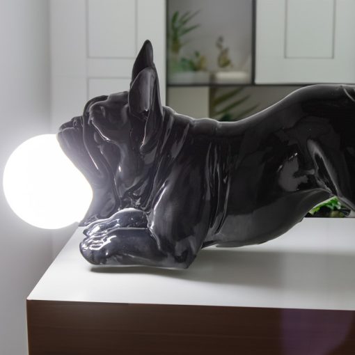 Candeeiro De Mesa Cão De Resina Preto Brilhante, Lâmpada Led 1xg9 Incluída - Image 7