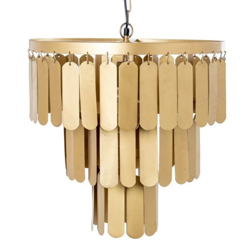 Candeeiro Teto Láminas De Ferro Dourado