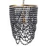 Candeeiro Teto Metal com cuentas Madeira