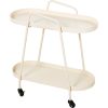 Carrinho De Cozinha Em Metal Branco Com 2 Níveis 60x28x61cm