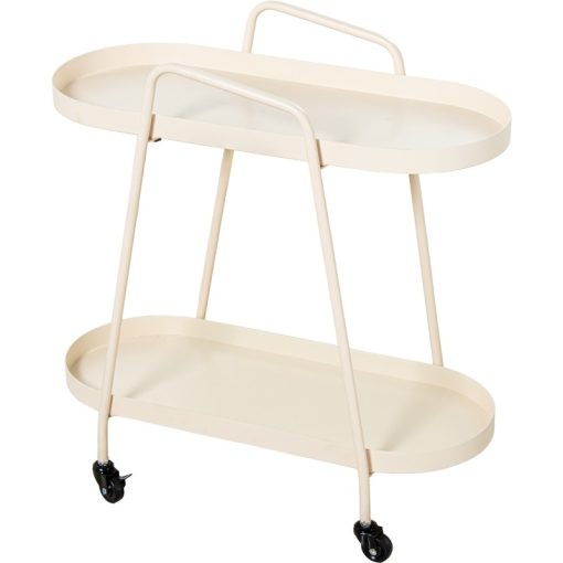 Carrinho De Cozinha Em Metal Branco Com 2 Níveis 60x28x61cm