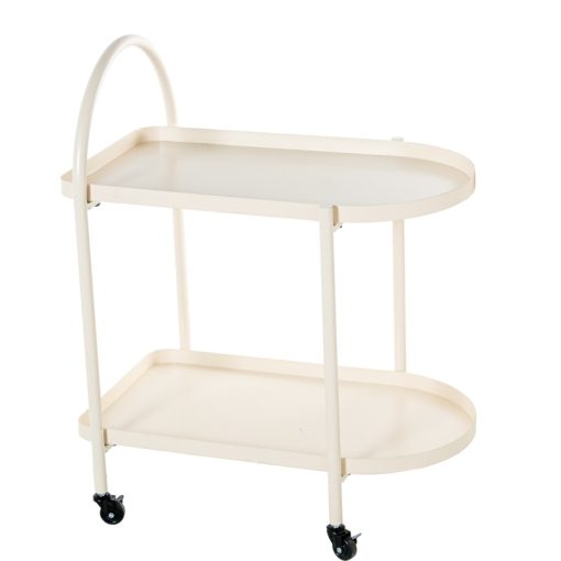 Carrinho De Cozinha Em Metal Branco Com 2 Níveis 60x40x74cm - Image 3