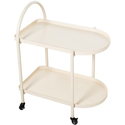 Carrinho De Cozinha Em Metal Branco Com 2 Níveis 60x40x74cm