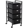 Carrinho De Cozinha Metal Preto Mate 4 Gavetas Pp Brancos 33x39x73cm