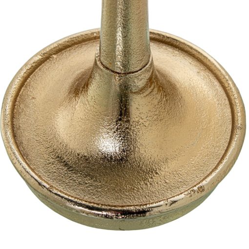 Castiçal De Vidro Com Base De Alumínio Dourado 15x86cm - Image 3