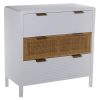 Cómoda Madeira 3 Gavetas Branco/ratán 80x40x82cm