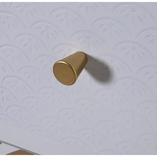 Cómoda Madeira  com 3 Gavetas Branco Relieve+folha Dourada 80x40x80cm, Abeto+dm - Image 5