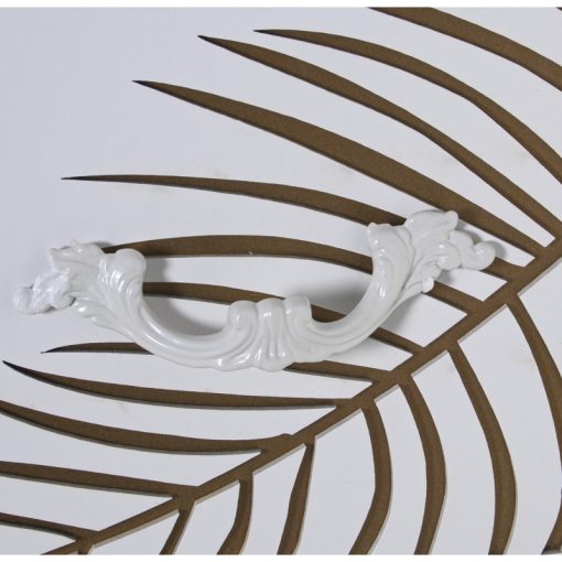Cómoda Madeira  com 3 Gavetas Branco Relieve+folha Dourada 80x40x80cm, Abeto+dm - Image 6