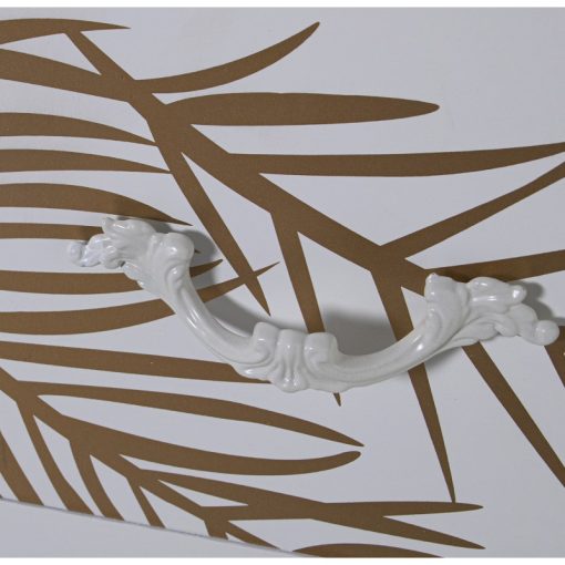 Cómoda Madeira  com 3 Gavetas Branco Relieve+folha Dourada 80x40x80cm, Abeto+dm - Image 7