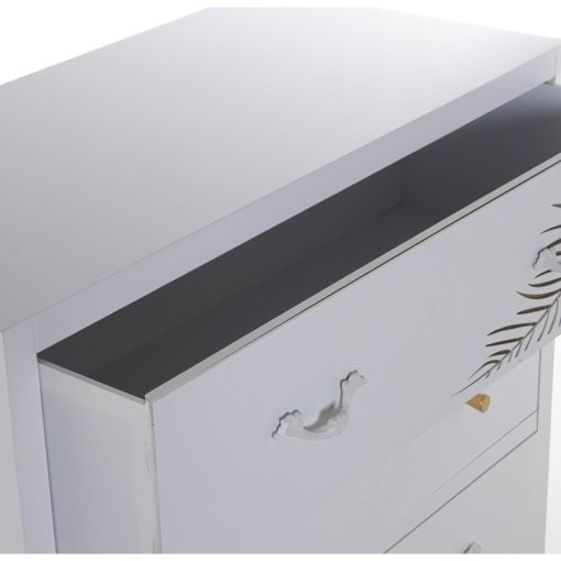 Cómoda Madeira  com 3 Gavetas Branco Relieve+folha Dourada 80x40x80cm, Abeto+dm - Image 8