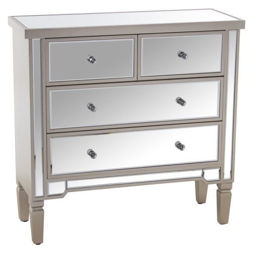 Cómoda Madeira/espelho  com 4 Gavetas Champagne 85x33x84cm - Image 2