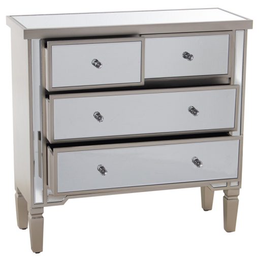 Cómoda Madeira/espelho  com 4 Gavetas Champagne 85x33x84cm - Image 3