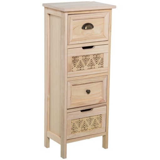 Cómoda  com 4 Gavetas Madeira Natural 34x24x86cm