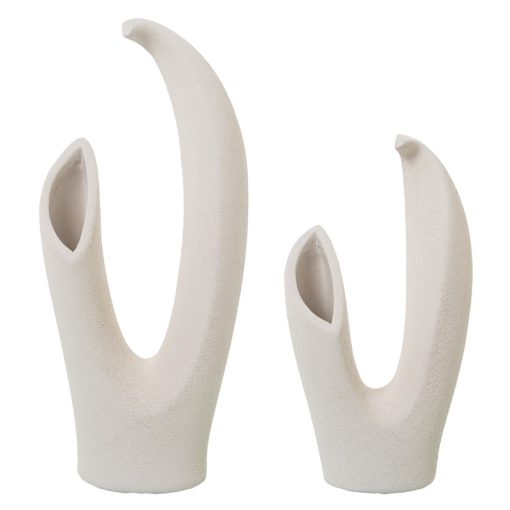 Conjunto 2 Vasos Cerâmica Beige Arena 19x14x42+18x13x33cm