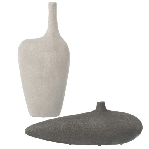 Conjunto 2 Vasos Cerâmica Cinza + Branco 47x11x18cm+22x15x48cm