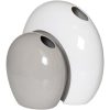 Conjunto 2 Vasos De Cerâmica Branco Brilhante + Cinzento Brilhante 40x18x38+26x16x26cm