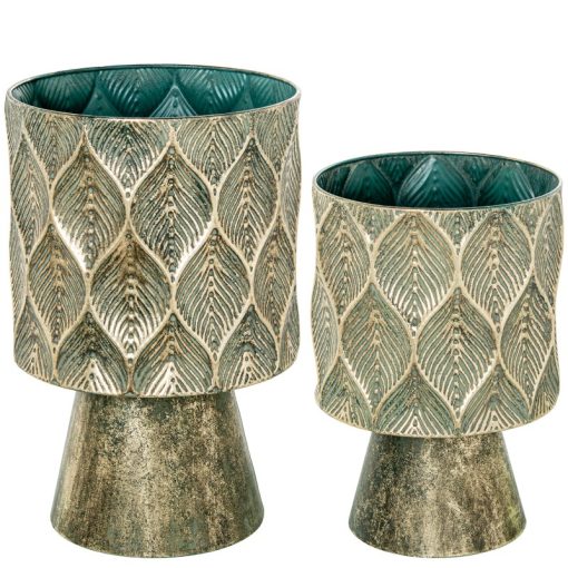 Conjunto 2 Vasos De Metal Antigo