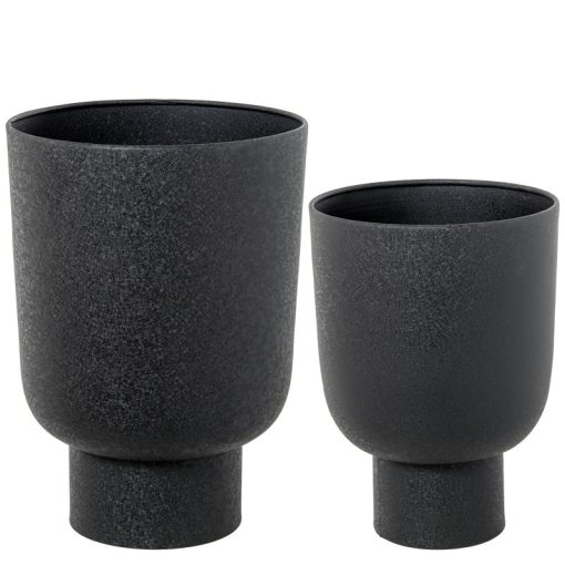 Conjunto 2 Vasos Em Metal Preto  27x39+23x32cm