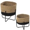 Conjunto 2 Vasos Mimbre/metal 30x30x33+24x24x25cm