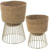 Conjunto 2 Vasos Vime/metal  28x28x42+24x24x33cm