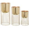 Conjunto 3 Vasos De Metal Dourado  29x61cm+26x51cm+23x40cm