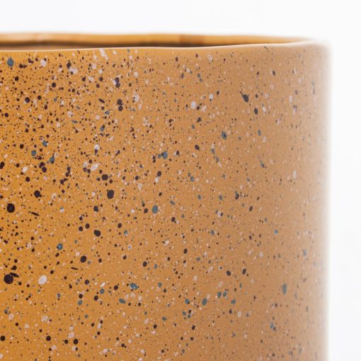 Conjunto 3 Vasos Metal Amarelo Com Pé Preto  32x32x99+30x30x76+28x28x51cm - Image 3