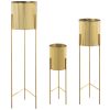 Conjunto 3 Vasos Metal Dourado com Pé Dourado 21x93+18x75+16x51cm