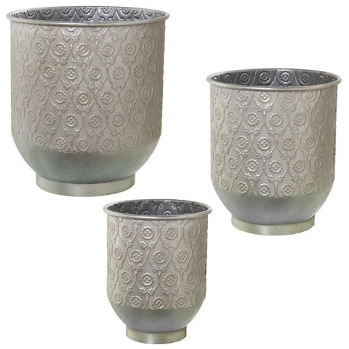 Conjunto 3 Vasos Metal Prateado 32x34+26x29+21x26cm - Image 2