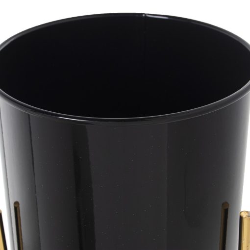 Conjunto 3 Vasos Metal Preto com Pé Dourado 21x93+18x75+16x51cm - Image 3