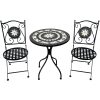Conjunto De 2 Cadeiras E Mesa Ferro/pedra Decorada
