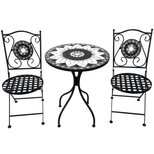 Conjunto De 2 Cadeiras E Mesa Ferro/pedra Decorada